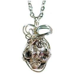 Quality Meteorite Jewelry Necklace Pendant Stainless Steel Smaller Wire Wrap