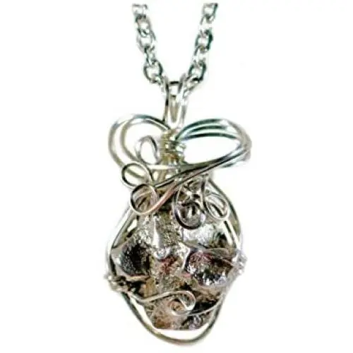 Quality Meteorite Jewelry Necklace Pendant Stainless Steel Smaller Wire Wrap