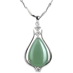 iSTONE 925 Sterling Silver Natural Crytral for Womens Pendant Necklace, Gemstone Birthstone with 18'' Silver Chain Ladies