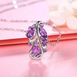 ATTA GEMS Purple Amethyst Pendant Necklace for Women 925 Sterling Silver Natural Gemstone Jewelry Gifts for Wife Mom Girlfriend