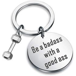 Zuo Bao Funny Fitness Trainer Jewelry Dumbbell Bodybuilding Keychain Be A Badass with A Good Ass Keychain Gym Workout Jewelry