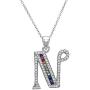 Pori Jewelers Sterling Silver Baguette and Round-Cut Crystal Initial Pendant Necklace