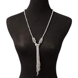 BaubleStar Multi-Color Crystal Beads Strand Knot Long Beaded Tassel Necklace for Women Girls