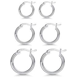 MASOP Sterling Silver Small Hoop Earrings Lightweight Click-Top Huggie Earrings for Women Girls, 13mm 16mm 20mm, Mothers Day Mom Gifts from Daughter Son