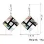 FM FM42 Womens Shell Rhombus Square Rectangle Teardrop Oval Shape Charm Drop Hook Earrings Pendant Necklace Jewelry Set