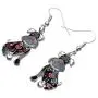 NEWEI Enamel Alloy Cut Sitting Schnauzer Dog Earrings Drop Dangle Unique Fashion Animal Jewelry For Women Girls Gift