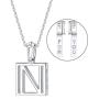 SISMIURRA For You Square Initial Pendant Necklace 18K White Gold Plated Cubic Zirconia A-Z Letter Charm Necklace Minimalist Personalized Gift for Women
