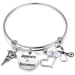 ENSIANTH Nurse Retirement Gift Happiness is Retirement Bracelet Gift for Nurse Doctor