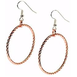 Amnoz Rose Gold and Rhodium Plated Sterling Silver Twisted Hoop Earrings Anti-Tarnish Dangle Earrings