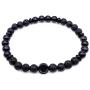 Mens Warrior Stone Lava Stretch Bead Bracelet Handcrafted in USA - Dark Blue / Black