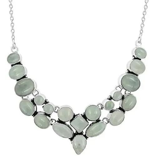 Natural Turquoise Lapis Moonstone Necklace Multi stone 925 Silver Overlay Handmade Fashion Necklace Jewelry