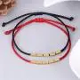 Dainty Tibet Bracelet with Copper Beads Handmade Tibetan Braided Cotton Copper Beads Bracelet Adjustable String Lucky Colorful Rope Bracelet for Teen Girls Jewelry