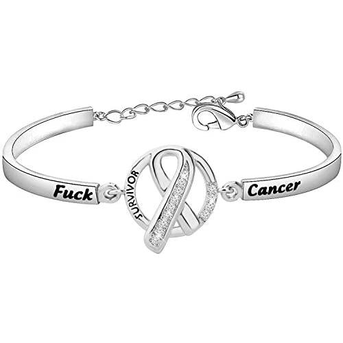 Survivor Ribbon Bracelet Fck Cancer Bangle Cancer Awareness Jewelry Cancer Survivor Gift