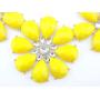 Firstmeet Shiny Flower Statement Collar Necklace with Earrings