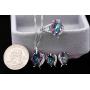 Uloveido Fashion Wedding Anniversary Jewelry Set for Women Red Purple Crystal Necklace Studs Ring Jewelry Set for Girls T300