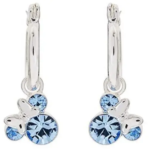 Disney Minnie Mouse Birthstone Jewelry for Women and Girls, Minnie Mouse Crystal Hoop Earrings