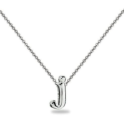 Sterling Silver Initial Alphabet Letter Name Charm Pendant Necklace Personalized Gifts for Women or Girls