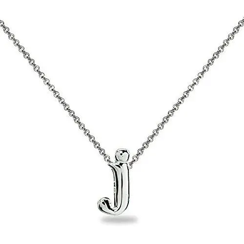 Sterling Silver Initial Alphabet Letter Name Charm Pendant Necklace Personalized Gifts for Women or Girls