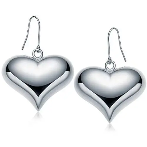 Gold Plated Bold Smooth Puffed Heart Drop Earrings with Sterling Silver Post Love Fine Jewelry for Women Gifts for Her Gold Plated Bold Smooth Puffed Heart Drop Earrings with Sterling Silver Post Love Fine Jewelry for Women Gifts for Her