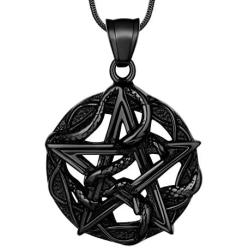 Pentagram Star Powerful Pentacle Necklace 316L Stainless Steel Traditional Seal of Solomon Pendant Tetragrammaton Pentacle Eliphas Levis Pentagra Wicca Punk Retro Jewelry