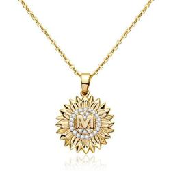 EXGOX You are My Sunshine Sunflower Necklace 14k Gold Plated Initial Sunflower Necklaces CZ Initial Letter Sunflower Locket Necklace Jewelry Gifts for Teen Girls Women Alphabet A - Z