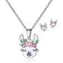 Cute Alpaca Necklace Animal Llama Jewelry Alpaca Stud Earrings Set