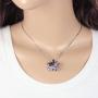 Dahlia Four Leaf Clover Necklace with Swarovski Crystals, Rhodium Plated, 16'' with 2'' Extender
