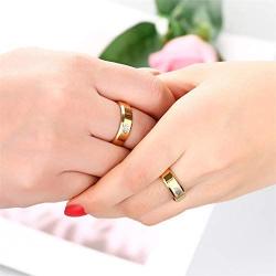 Uloveido 2pcs His Queen and Her King Couple Rings Set, Titanium Steel Matching Promise Wedding Engagement Band for Couples (Black, Gold)