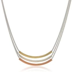 NINE WEST ''Sleek N Chic Tri Tone Triple Bar Pendant Necklace, 18''
