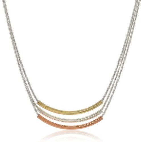 NINE WEST ''Sleek N Chic Tri Tone Triple Bar Pendant Necklace, 18''