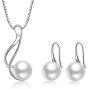OneSight Sterling Silver Freshwater Cultured Pearl Jewelry Necklace Earrings Set for Women (White Pearl Or Black Pearl)