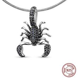 EVESCITY Black Pave Sparkling Realistic Scorpion Cancer Zodiac 925 Sterling Silver Beads For Charm Bracelets ♥ Best Jewelry Gifts for Her Holidays Women ♥