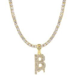 FW Jewelry Bling Iced Out Silver Gold Dripping Initial Letter Pendant Diamond Tennis Chains for Men Women in A to Z