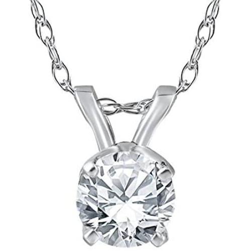 1/2ct Round Diamond Solitaire Pendant 14K White Gold Brilliant Cut IGI Certified