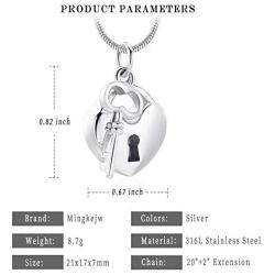 mingkejw Cremation Jewelry for Ashes Stainless Steel Key with My Heart Urn Pendant Memorial Ash Holder Keepsake Necklace