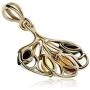 Multicolor Amber Sterling Silver Marquise Pendant Necklace Chain 18''