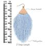 Bohemian Silky Thread Tassel Statement Drop Earrings, Strand Fringe Lightweight Feather Shape Dangles, Chandelier Duster, Stuck Womens Earrings