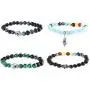 Lava Stone Beads Bracelets, Adjustable Evil Eye Jewelry (4 Pack)