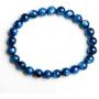 7mm Genuine Natural Kyanite Gemstone Crystal Stretch Blue Round Bead Bracelet AAAA