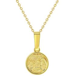 In Season Jewelry 18k Gold Plated Guardian Angel Medal Necklace Newborn Baby Infant Birth Gift 16''