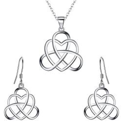 BriLove 925 Sterling Silver Endless Love Vintage Irish Celtic Knot Jewelery for Womens