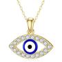Blocaci 14K Yellow Gold Evil Eye Necklaces for Women Girls White/Blue Eye with Moissanite Evil Eye Pendant for Wife Grilfriend Daughter, 16+1+1 inch