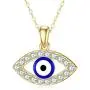 Blocaci 14K Yellow Gold Evil Eye Necklaces for Women Girls White/Blue Eye with Moissanite Evil Eye Pendant for Wife Grilfriend Daughter, 16+1+1 inch