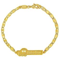 In Season Jewelry 18k Gold Plated Train Baby Boy ID Bracelet for Babies & Toddler 5.5''