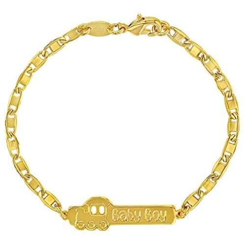 In Season Jewelry 18k Gold Plated Train Baby Boy ID Bracelet for Babies & Toddler 5.5''