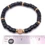 Mens Glass & Brass Stretch Bead Bracelet - Black