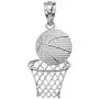 Textured 925 Sterling Silver Basketball Hoop Sports Pendant Necklace Textured 925 Sterling Silver Basketball Hoop Sports Pendant Necklace