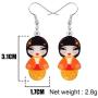 WEVENI Acrylic Japanese Kimono Girl Doll Earrings Dangle Drop Cute Jewelry For Women Girls Novelty Gifts