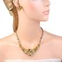 EVER FAITH Austrian Crystal Enamel Big Tiger Head Necklace Stud Earrings Set