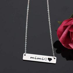 Grandma Gifts Stainless Steel Bar Pendant Necklace for Mimi Nana Gigi Grandmother Jewelry